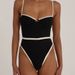 Women's Clothing Gathered Sling Bikini New Style Splicing Swimsuit Solid Color Bikini_ecoleips.com
