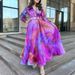 Spring And Summer New European And American Printing Large Swing Mesh Dress Commuter European And American Women's Dress_ecoleips.com