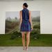 2025 Spring/Summer New Vintage V-neck Patchwork A-line Waist-cinching Buttoned Sleeveless Denim Dress For Women_ecoleips.com