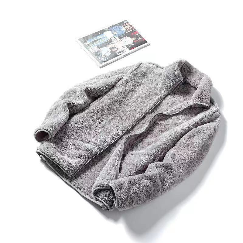 Unisex Double-Sided Fleece Jacket - Winter Warm Plush Lined Pullover With High Collar & Zipper, Oversized Fit, Multiple Colors & Sizes_ecoleips.com