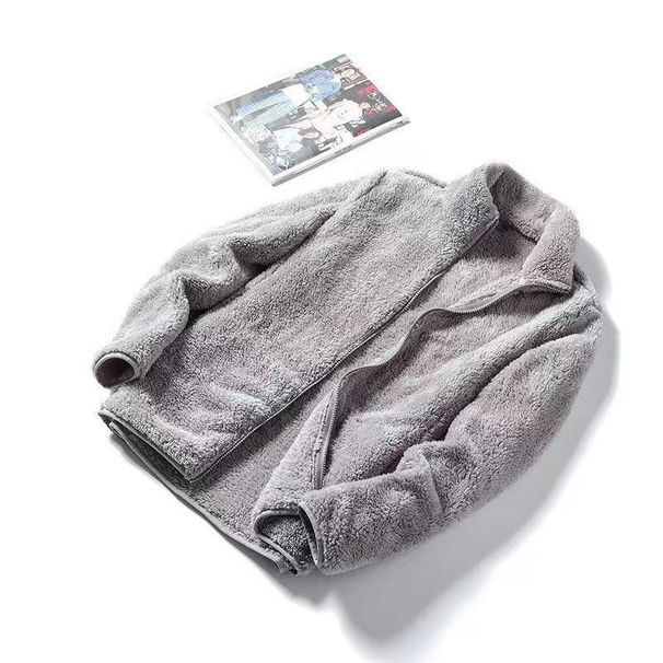 Unisex Double-Sided Fleece Jacket - Winter Warm Plush Lined Pullover With High Collar & Zipper, Oversized Fit, Multiple Colors & Sizes_ecoleips.com