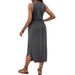Women's Clothing Waist Solid Color Sleeveless Casual Fashion Temperament Slim Round Neck Maternity Dress_ecoleips.com