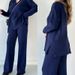 Women's Clothing autumn new solid color fashion lapel loose casual sweater two piece set for women_ecoleips.com
