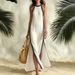 Women's Sleeveless Relaxed Fit Maxi Dress Casual Side Stripe Split Hem Linen Blend for Vacation And Daily Wear Blue Black Brown Red Green_ecoleips.com