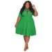 Plus Size Shirt Dress For Women – Oversized Button-Down Collar Dress With Long Sleeves (A-Line, Solid Colors)_ecoleips.com