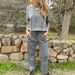 Tie-Waist Lounge Set – Stretch Denim Long Sleeve Top & Pants (Black/Grey/Green/Khaki, S-3XL)_ecoleips.com