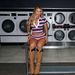 Women's Retro Striped Color Block Two Piece Set Half Open Neck Top And Tight Shorts Spring New European And American Style_ecoleips.com