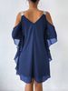 Women's V Neck Puff Sleeve Sequin Dress, Fashion Party Gown, Casual Life & Gathering Wear, Elegant Evening_ecoleips.com