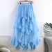 K Uneven Lace Edge Net Cake Skirt, Long Waist, Big Swing, Fairy Gauze Skirt, Long Dress._ecoleips.com