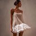 New Cross-Border European And American Style Party Sexy Backless Short Layered Tassel Mesh Feather Sequin Strap Dress_ecoleips.com