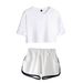 Women's Clothing Summer Dance Costume Set Navel Exposed Short Sleeved T Shirt Solid Color Shorts Set_ecoleips.com