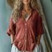 Women's Clothing Women's Linen Shirt Summer Women's New Style Five Point Sleeve Single Breasted Linen Shirt_ecoleips.com