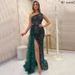 New Color Sequin Fairy Long Sleeveless Fashion Slim Temperament Medium Long Evening Dress Female_ecoleips.com