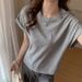 2026 Summer New Korean Version Loose Bat Sleeve Round Neck Short Sleeve T-shirt Women Wear Lazy Style, Simple Top_ecoleips.com