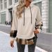 Women's Retro Plaid Hooded Sweatshirt – British Velvet Fake Two-Piece Long Sleeve Top (Coffee Brown/Dark Gray/Apricot, Sizes S-XL)_ecoleips.com