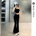 MUZI White Wide-Shoulder Strap Beauty-Back Nude-Feel Fitness High-Waisted Yoga Outfit Flared Pants Two-Piece Set For_ecoleips.com