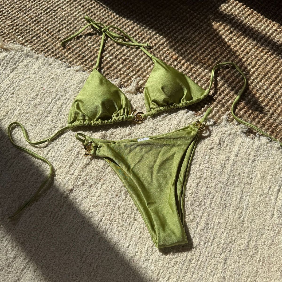 Women's Clothing Sexy Nylon Shiny Metal Ring Lace Up Backless Split Swimsuit Bikini_ecoleips.com