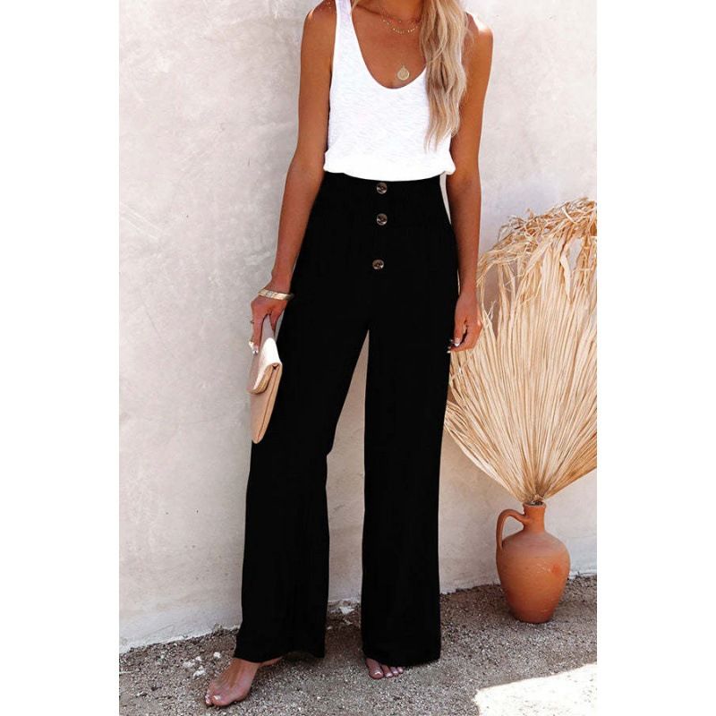 Suitable For All Seasons 2025 Spring Summer New Solid Color Cotton Linen Elastic Loose Casual Wide-leg Women's Long Pants_ecoleips.com