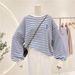 2022 Striped Sweatshirt Women, Spring Autumn Thin Style, European And American Loose Fit, Versatile Design,_ecoleips.com