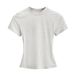 25 Summer New Female Spice Girls Solid Color Round Neck Slim-fitting Short Bottoming Shirt Basic Short-sleeved T-shirt_ecoleips.com