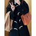 Black With Horn Buttons For Women, 2025 New Autumn And Winter Style, Petite Size, Elegant Hepburn Style Woolen Coat_ecoleips.com