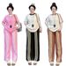 Korean Style Women's Summer Fashion Two Piece Outfit Casual Wide Leg Pants Short Sleeved Top Full Length Three Stripe Clothing Set_ecoleips.com