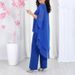 Women's Clothing Women's Loose Casual Chiffon 2 Piece Set Top Bottoms Solid Color Style Clothing For Formal & Casual_ecoleips.com