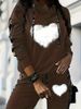 Women's European American Style Autumn Winter Casual Vacation Two Piece Set Hooded Long Sleeved Printed Shirt And Trousers 0051_ecoleips.com