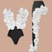 Women's Clothing Swimsuit Women's Lace V Neck Irregular Skirt Swimsuit Set_ecoleips.com