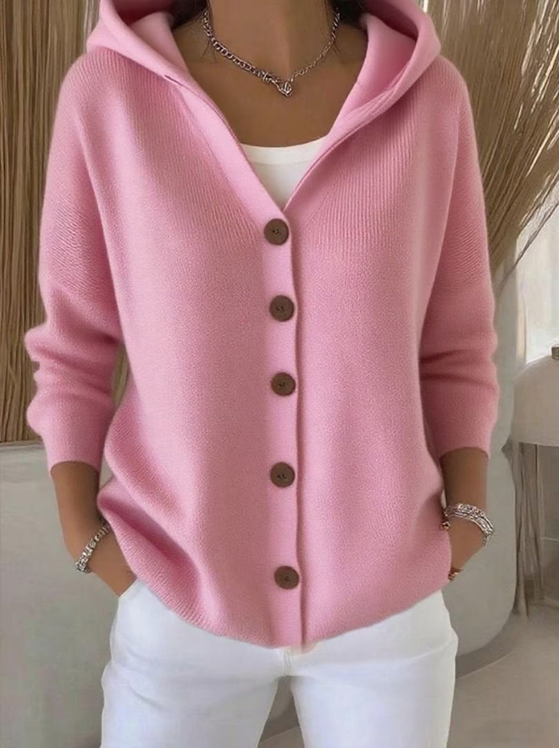 Women's Clothing Cozy Hooded Knit Cardigan Women's Oversized Loungewear Sweater Coat For Autumn Winter_ecoleips.com