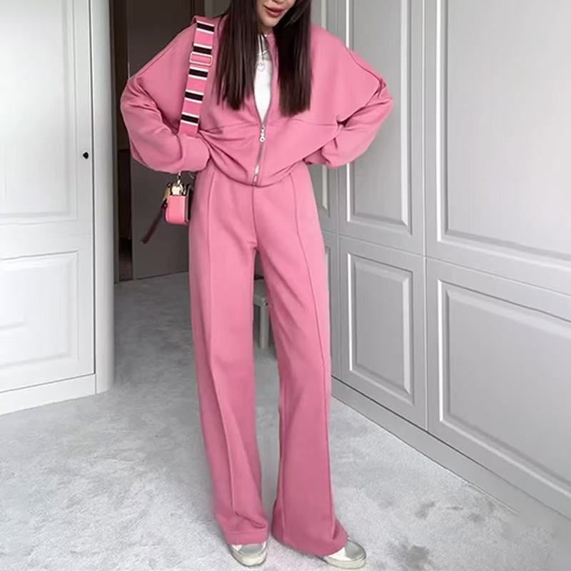 Women's Clothing Casual Zip-Up Hoodie & Pants Set - Trendy Streetwear Two-Piece Outfit For_ecoleips.com