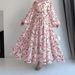 Muslim Chiffon Print Long Belted Fashionable And Elegant Dress_ecoleips.com