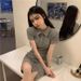 Spring Summer Collar Short Dress Women's Slim Fit High Waist A-Line Skirt Dress Sweet And Spicy Girl Ins Split Dress_ecoleips.com