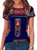 2023 Summer European And American Foreign Trade New Women's Clothing Bohemian Print Round Neck Short Sleeve T-Shirt Top_ecoleips.com