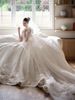 Butterfly French Style Satin Wedding Dress for High End Brides with Train And Three Dimensional Floral Design_ecoleips.com