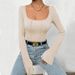 Voya Women's 2026 Spring/summer Sexy Slim Fit Square Neck Flared Sleeves With Exposed Back And Bottom Layer T-shirt Jumpsuit_ecoleips.com