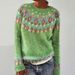Trendy Color-Block Knit Sweater For Women - Breathable & Comfortable Round Neck Pullover (S-5XL) - Geometric 3D Jacquard Design_ecoleips.com