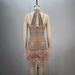 Women's Clothing New High Collar Halter Neck Hot Diamond Nail Diamond Pearl Feather Apricot Color Heavy Industry Sexy Party Host Dress_ecoleips.com