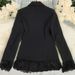Elegant Black Lace-Stitched Blazer For Women - Slim Fit Long Sleeve Suit Jacket, Autumn Winter Office & Casual Wear_ecoleips.com