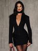 New Autumn/winter Style European And American Women's Clothing, Solid Color, Sexy Deep V Neck, Pleated Waist, Slimming And Elegant Suit Dress._ecoleips.com