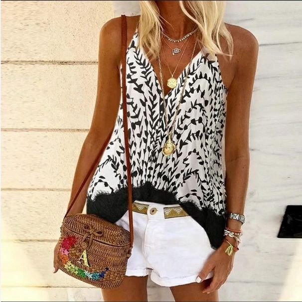 Women's Clothing Sexy Commuter Tank Top Printed Multicolor_ecoleips.com