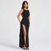 Women's Clothing Solid Color Round Neck High Slit Sexy Backless Dress Women's Slim Long Skirt_ecoleips.com