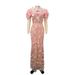 Women's Clothing New Pink Fashion Design Halter Neck Hollow Ruffled One Shoulder Feather Sequins Beaded Diamond Evening Dress_ecoleips.com
