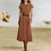 2026 European And American Cross-border Independent Site Elegant Western Style Round Neck Pleated Pocket_ecoleips.com