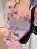 American Retro Tie-Dye Long-Sleeve Top With Chest Pads, Summer Style For Trendy Girls, Thin, Sun-Protective, Slim-Fit_ecoleips.com