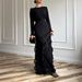In Stock 2025 Spring European And American Cross-Border Foreign Trade High-End Three-Dimensional Ruffled Slim Long Dress_ecoleips.com