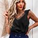 Lace Trim Women's Sleeveless V Neck Top Ruffled Style Summer Clothing For Women_ecoleips.com