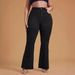 Plus Size Black Stretch Denim Flared Pants Frayed Hem Fashionable Women's Jeans For Spring/Autumn & Summer_ecoleips.com