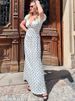 JULISSA MO Sexy V-neck Print Polka Dot Women Maxi Dress White Short Sleeve Lace Up Dress Summer Slim Elegant Party Evening Dress_ecoleips.com
