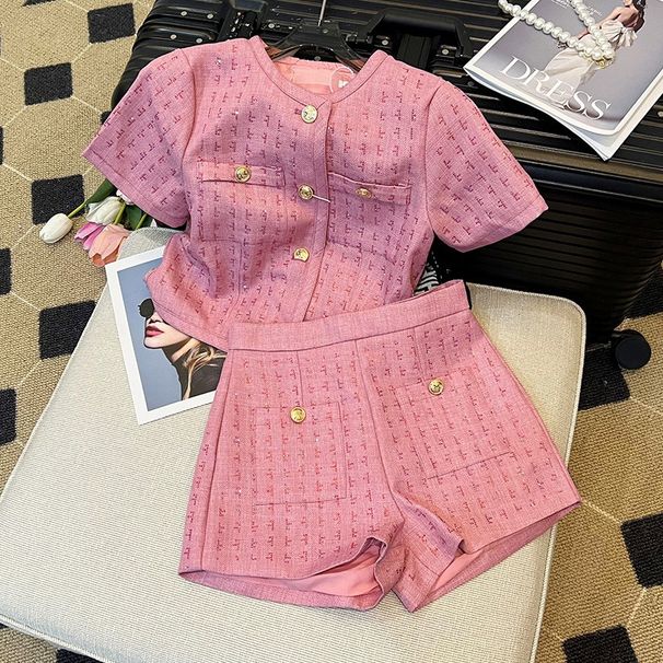 Luxury Temperament Celebrity Women's Skirt Set 2025 New Set Summer Celebrity Popular Tops And Shorts Two-piece Summer Clothing_ecoleips.com